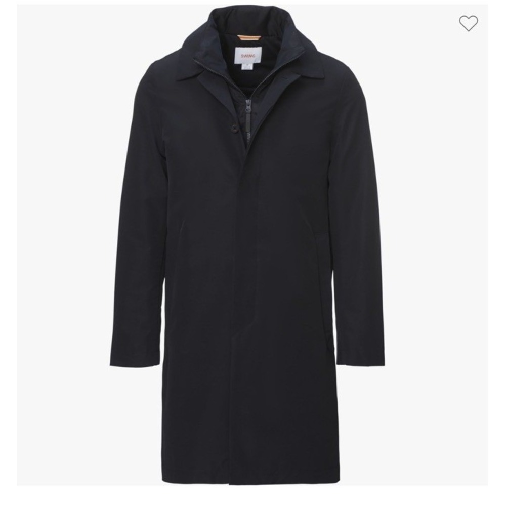 Men's SWIMS XL Mayfair Waterproof Hooded Raincoat Jacket Navy Primaloft New